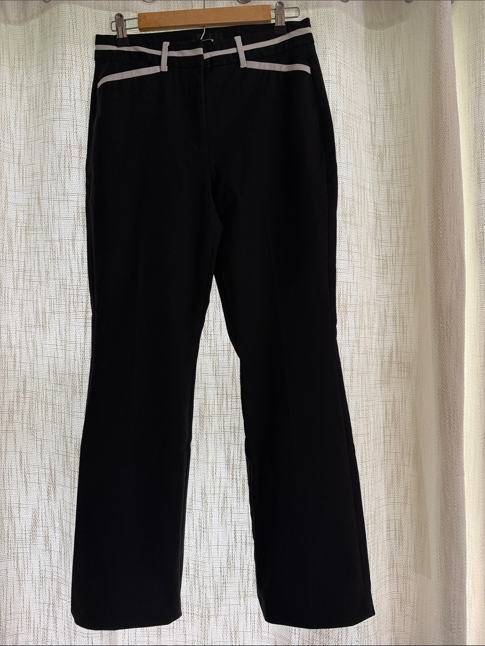 White House Black Market Black Boot-Cut Pants with White Trim